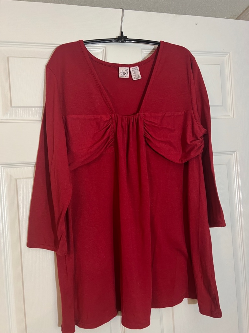 duo Maternity Deep Red Gathered Front Maternity Tunic